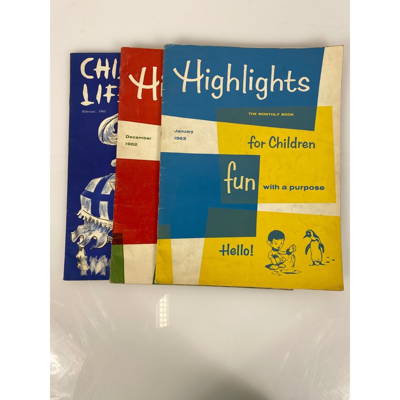 Lot of 3 Highlights/Child Life Vintage Magazines 1962-1963