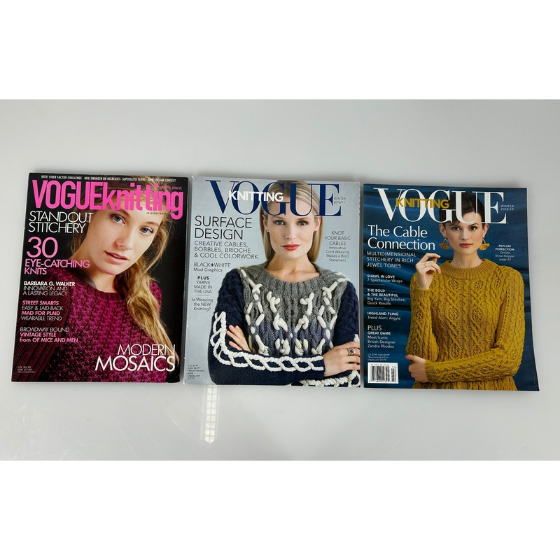 Lot of 3 Vogue Knitting Magazines Winter Issues 14/15, 16/17, 18/19