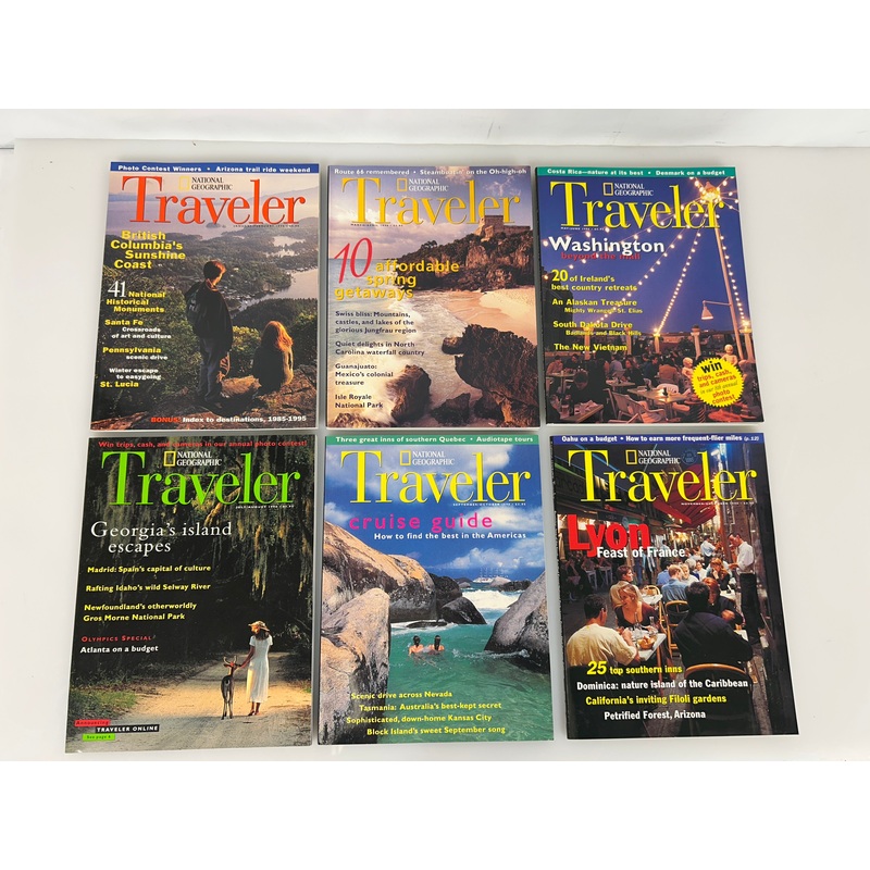 National Geographic Traveler Adventure Magazine 1996 FULL YEAR