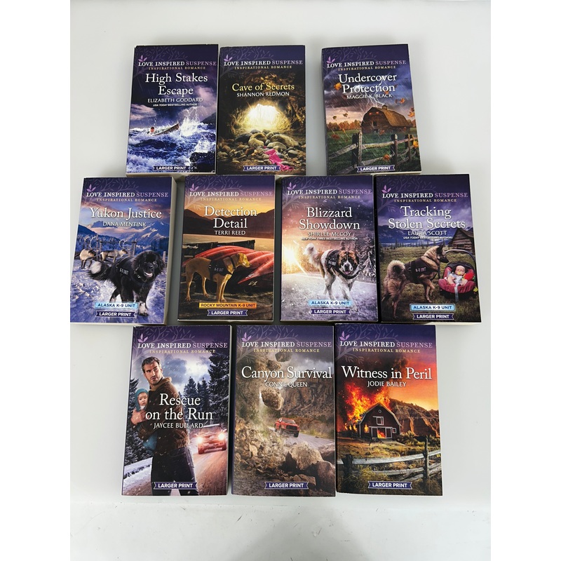 Lot of 10 Love Inspired LARGER PRINT Christian Romance Popular PB SUSPENSE