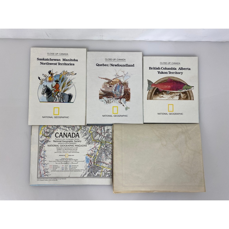 Lot of 5 Vintage Nat Geo Canada Maps: Close-Up Canada/Canada AK & Greenland