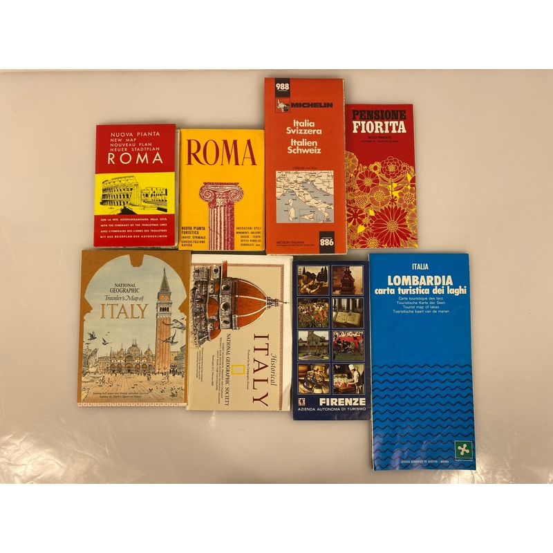Lot of Vintage Maps/Guides to Italy: Michelin/Nat Geo/Lombardy/Florence/Rome