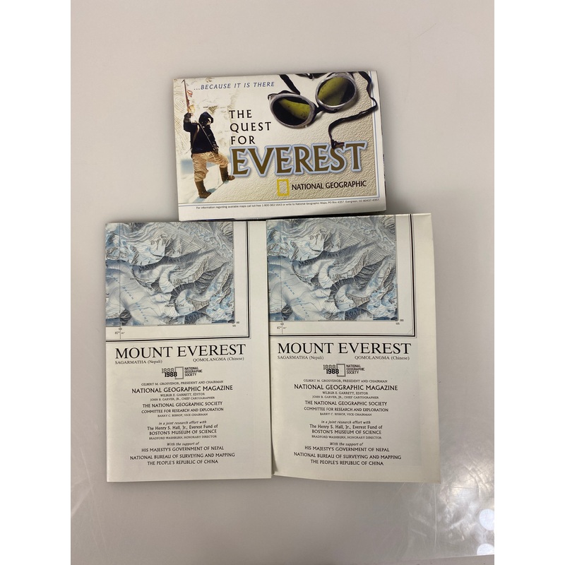3 Vintage National Geographic Maps: High Himalaya/Mount Everest