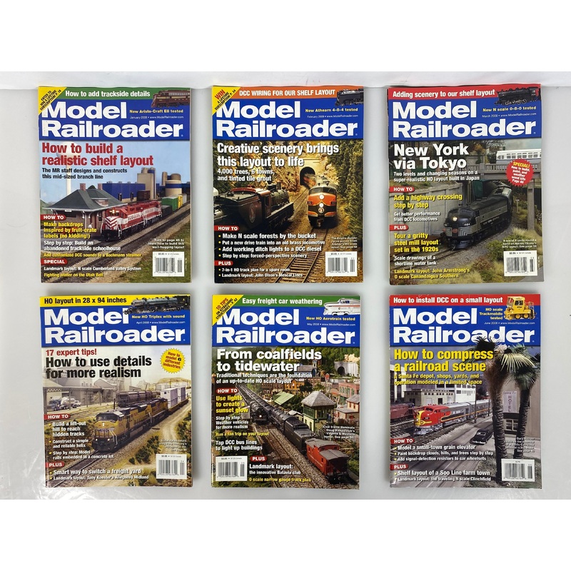 Lot of 12 Model Railroader Magazine (2008 Complete Year)