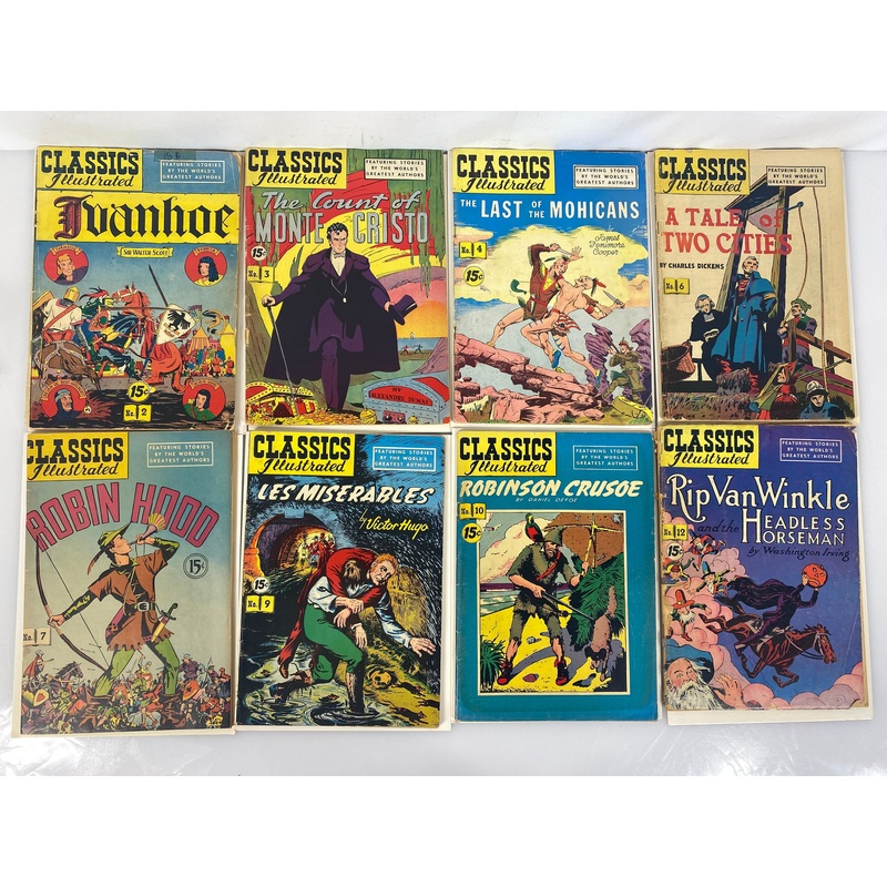 Lot of 18 Classics Illustrated Comics 2-29 Line Drawn Covers 1940s-1950s hrn60-167
