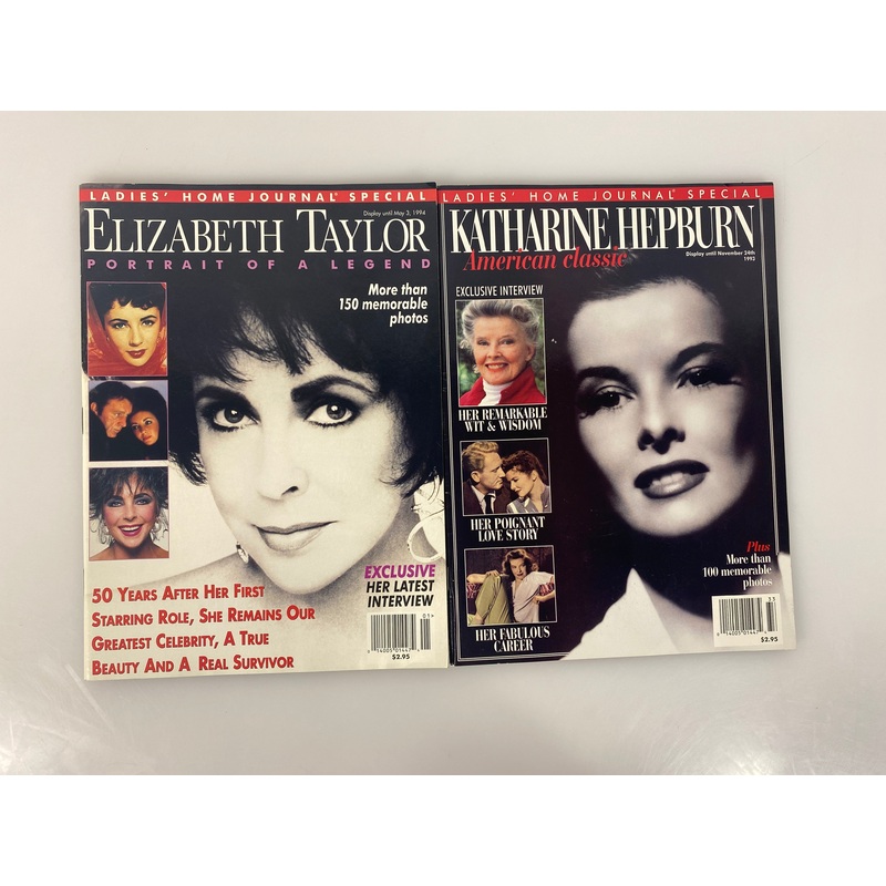 Lot of 2 Ladies Home Journal Special Elizabeth Taylor Katharine Hepburn 1993-1994