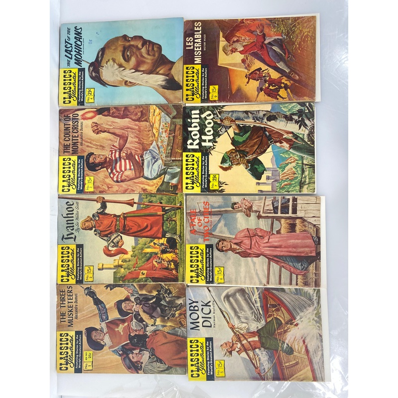 Lot of 21  Classics Illustrated Comics 21-49 Reissued Covers 1950s-1960s