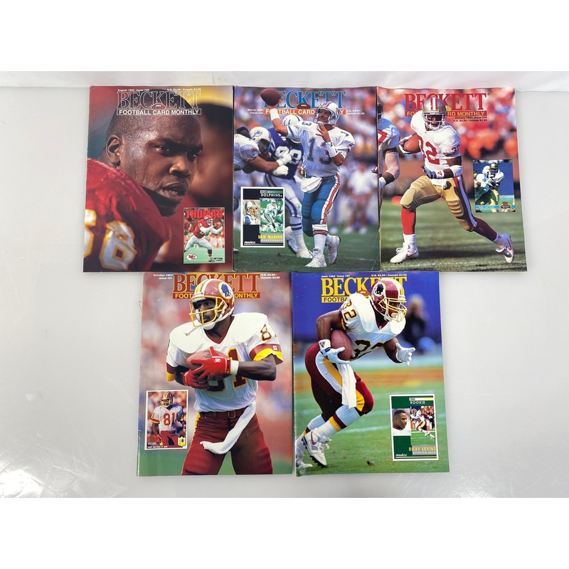 Lot of 5 Beckett Football Monthly Dan Marino Derrick Thomas 1992-1993