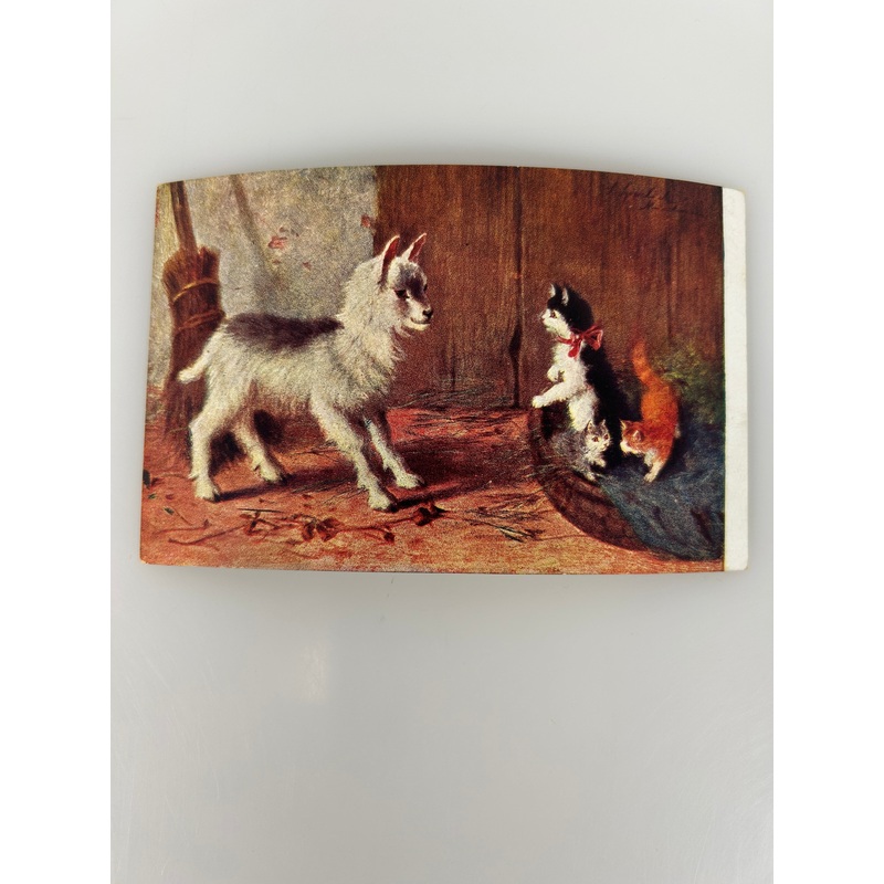 Vintage Goat and Barn Cats Antique Art Postcard c1910 Farm