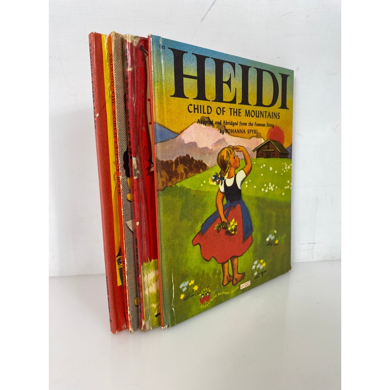 4 Vintage Wonder Books: Heidi/Famous Fairy Tales/Around the World 1949-64 HC