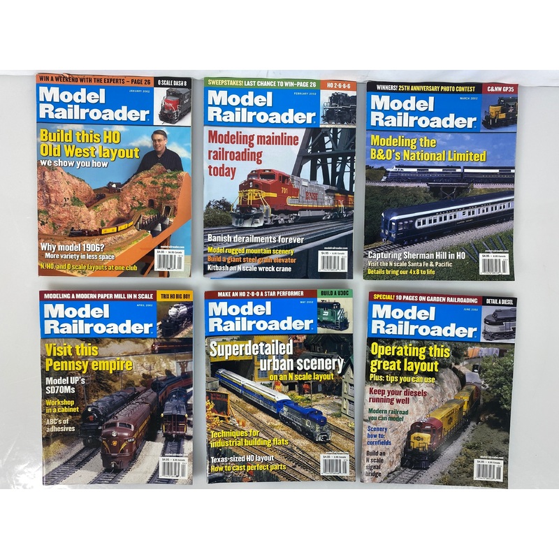 Lot of 12 Model Railroader Magazine (2002 Complete Year)