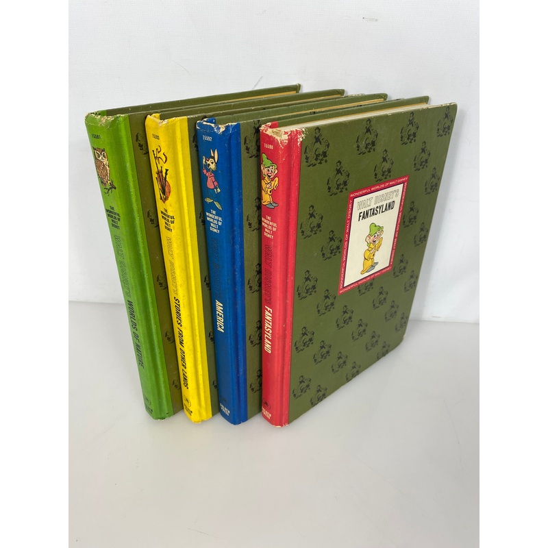 Lot of 4 Golden Disney Wonderful Worlds Books Fantasyland HC 1965