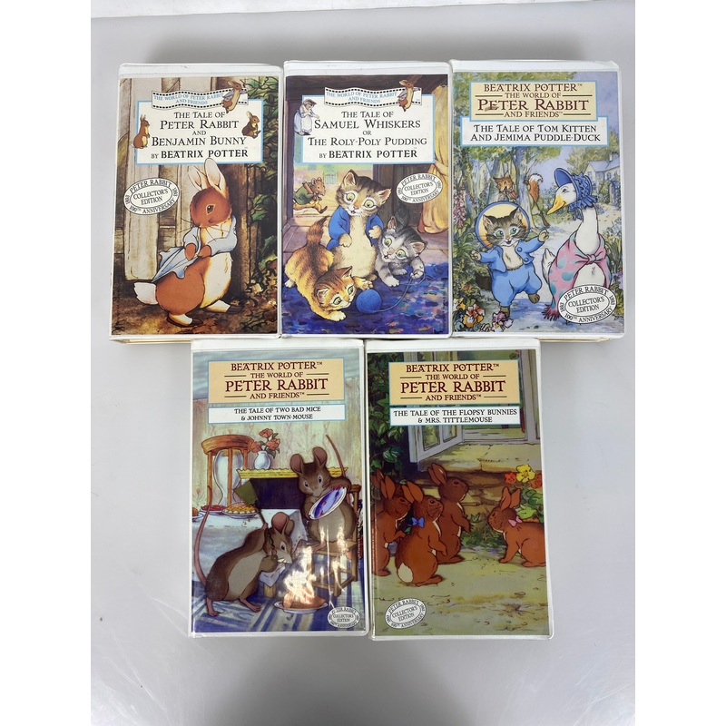 Lot of 5 Beatrix Potter Peter Rabbit VHS clamshell cases 1993-1996