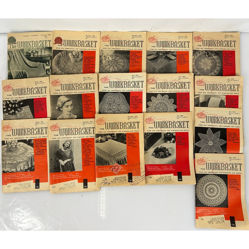 Lot of 16 The Workbasket Magazine Volume 23-25 (1958-1959)