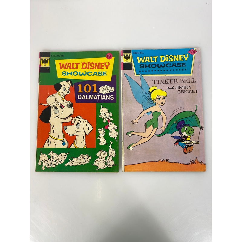 Lot of 2 Walt Disney Showcase Comics Tinkerbell 101 Dalmatians 1961-1976