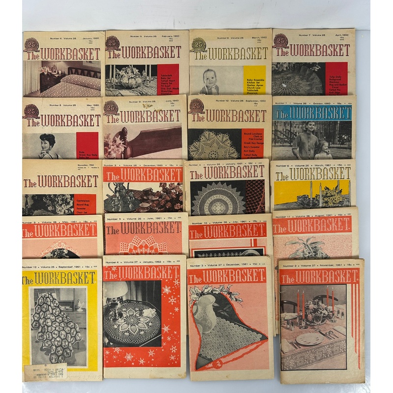 Lot of 20 The Workbasket Magazine Volume 25-27 (1960-1962)
