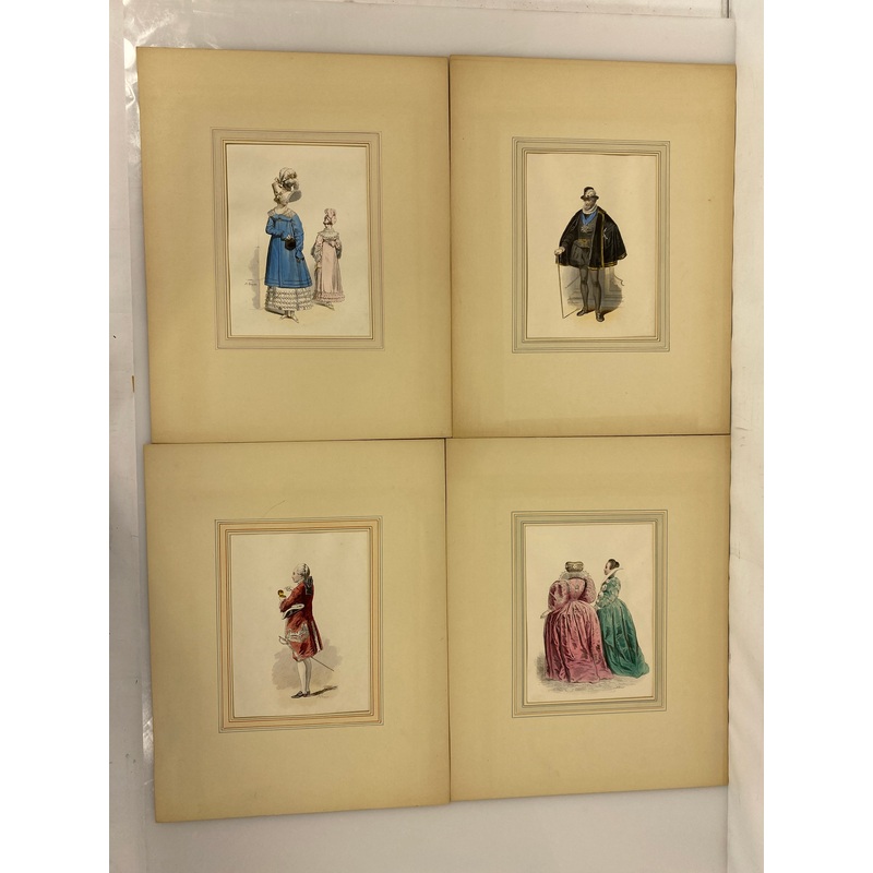 Lot of 4 Matted Fashion Plates Pauquet 1580-1813