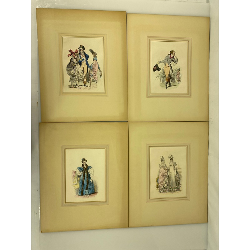 Lot of 4 Matted Fashion Plates Pauquet 1792-1825