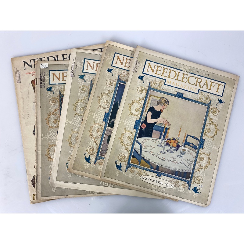 Lot of 5 Needlecraft vintage sewing magazines 1923-1928