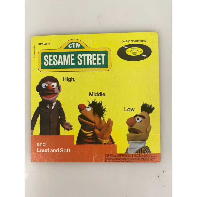 Sesame Street Bert and Ernie Loud and Soft 45 Vinyl Record 1977