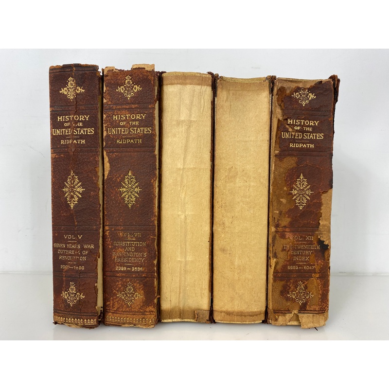 5 Vols: History of the United States by Ridpath (5,7,9,10,12) 1914 Antique HC