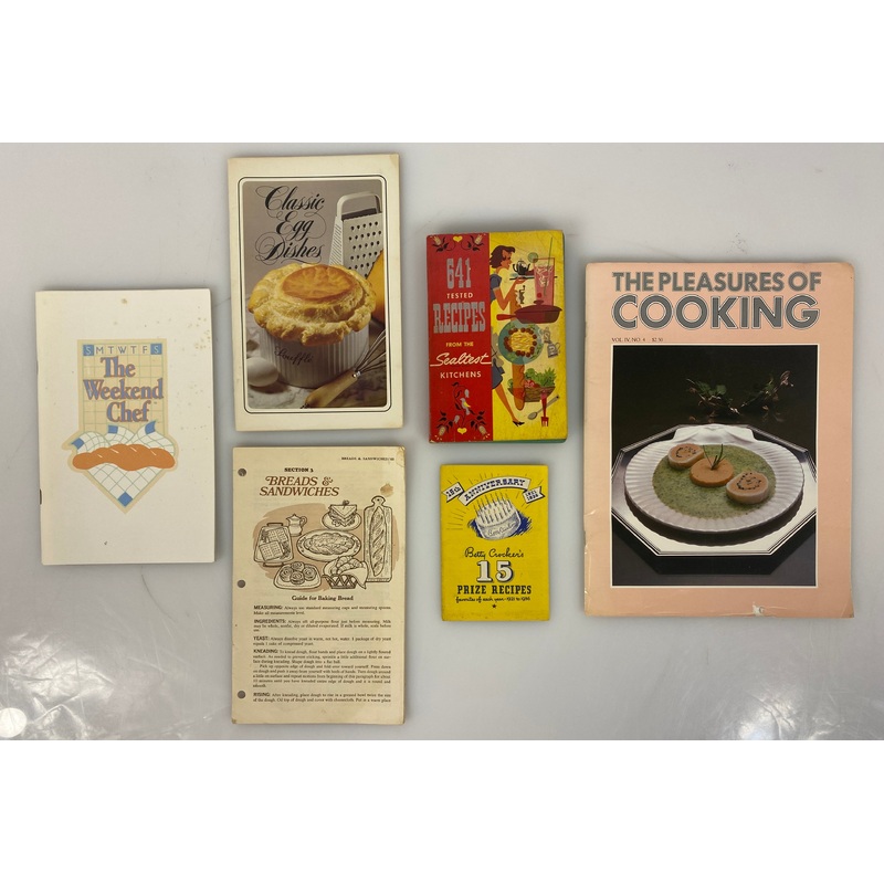 6 Recipe Books: Sealtest Kitchens/American Egg Board/Betty Crocker/Gold Medal