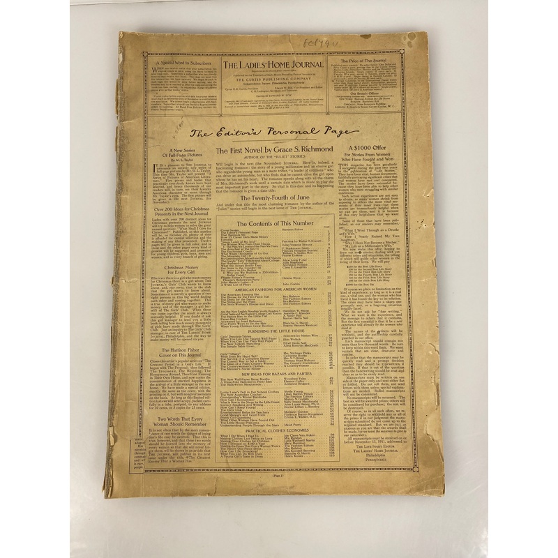 Ladies Home Journal 1911 (missing cover) vintage magazine advertisements