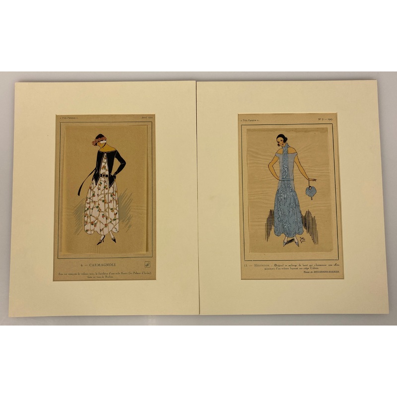 Lot of 2 Matted French Fashion Plates 1922-1923