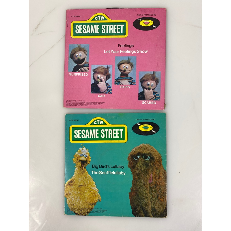 Lot of 2 Sesame Street 45 Vinyl Records Big Bird 1977