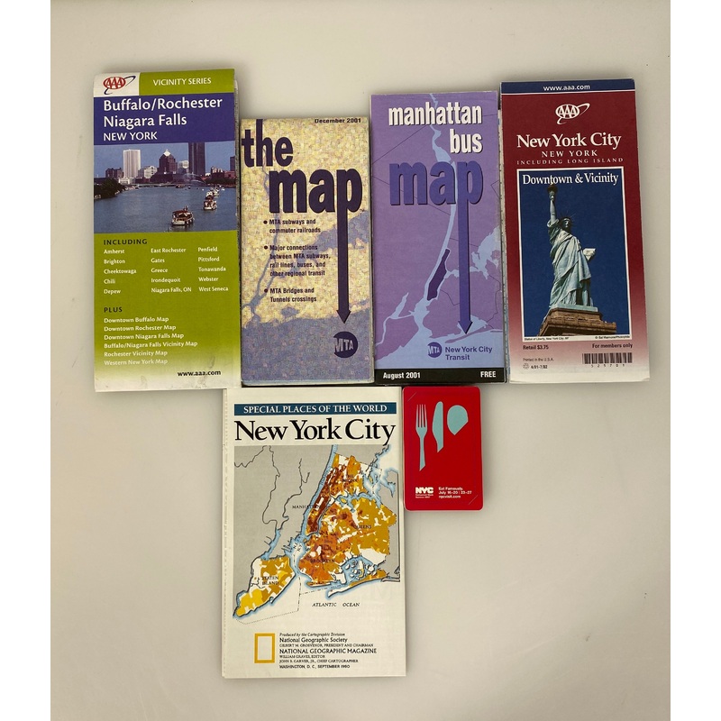 Lot of New York Maps: MTA/Busses/NYC Restaurants/AAA NYC & Buffalo/Niagara