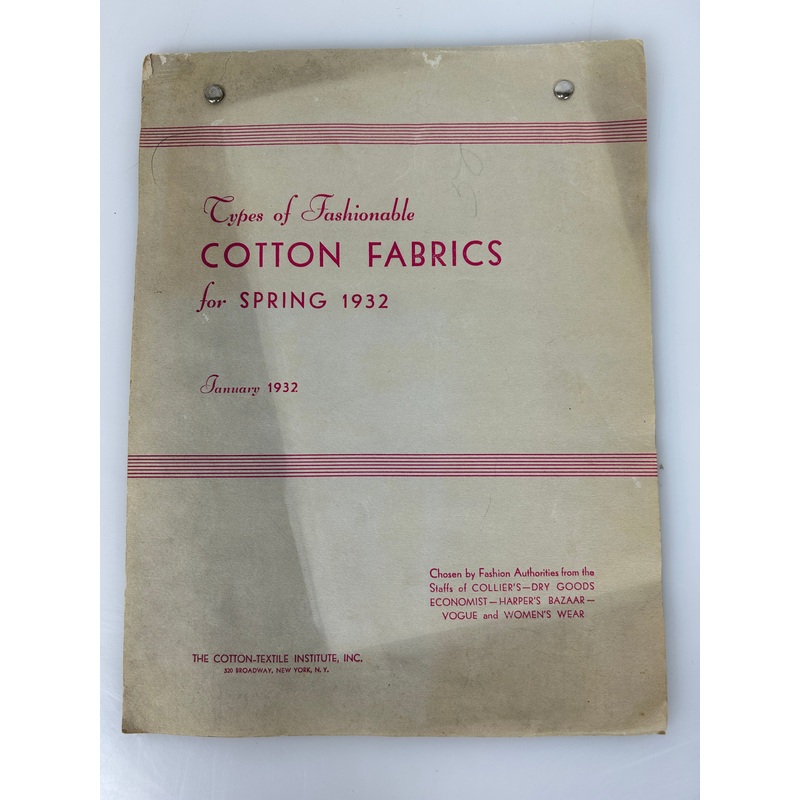Types of Fashionable Cotton Fabrics for Spring Vintage Sample Book 1932