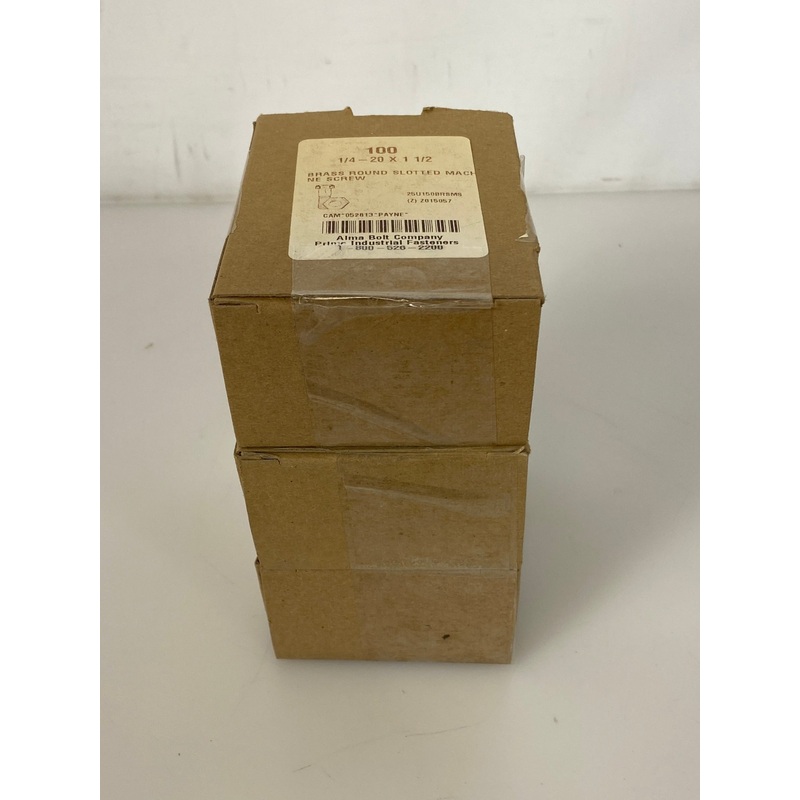 Alma Bolt Company 1/4 x 1 1/2 Slotted Brass Machine Screws Pack of 3