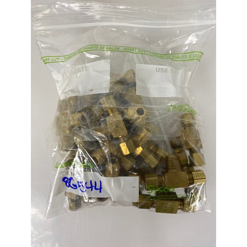 Brass Tee Branch H 1/4 comp x 1/4 comp x 1/4 mip Pack of 25