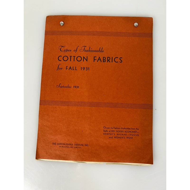 Types of Fashionable Cotton Fabrics for Fall Vintage Sample Book 1931