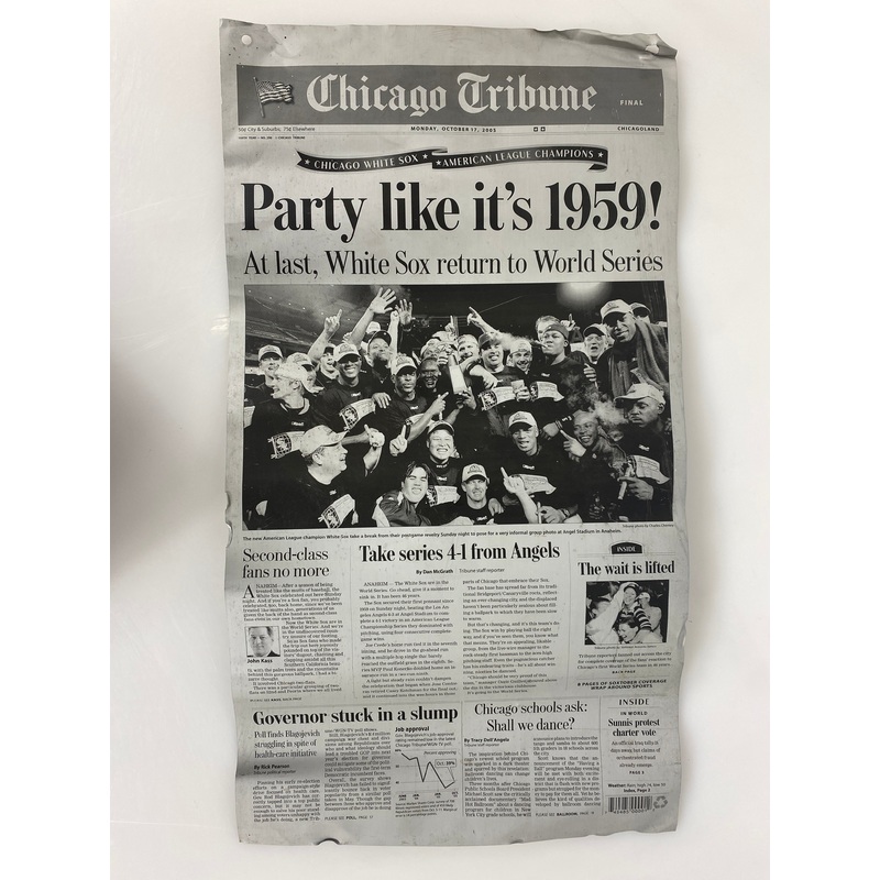 Aluminum Replica of Chicago Tribune 10/17/2025 Chicago White Sox