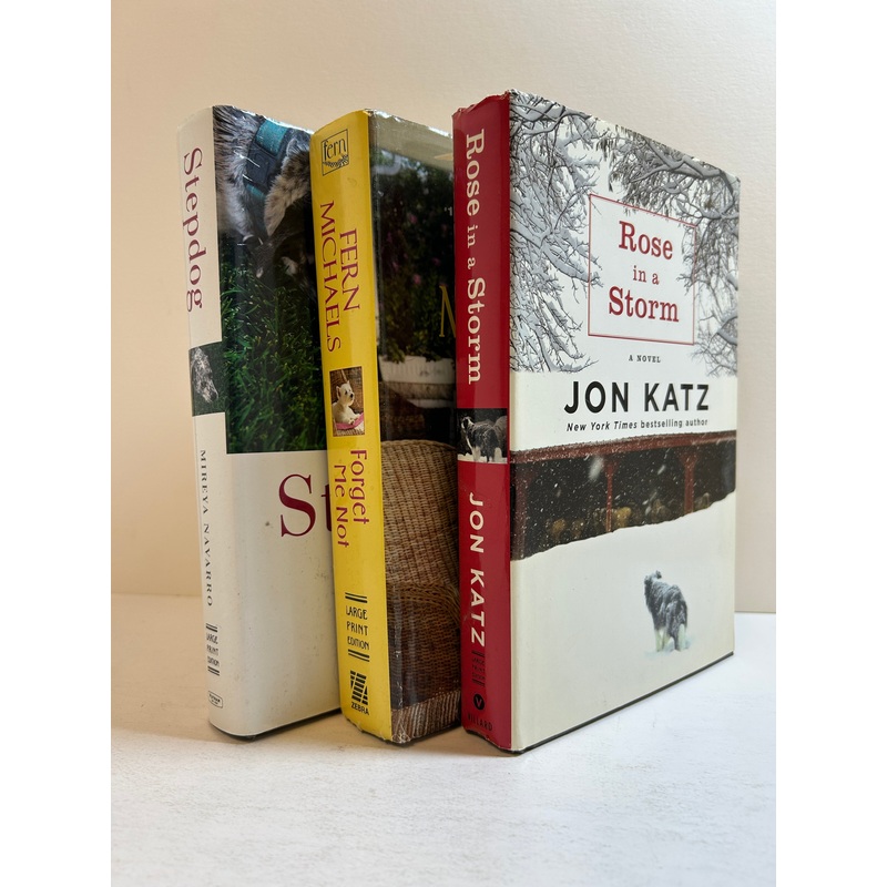 Lot of 3 LARGE PRINT Hardcover Romances with Dogs Katz/Michaels/Navarro HCDJ