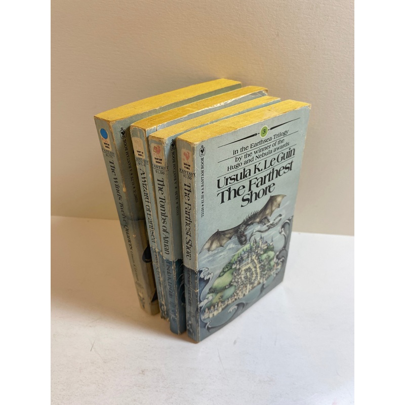 Lot of 4 Ursula Le Guin Earthsea paperbacks 1975-1976