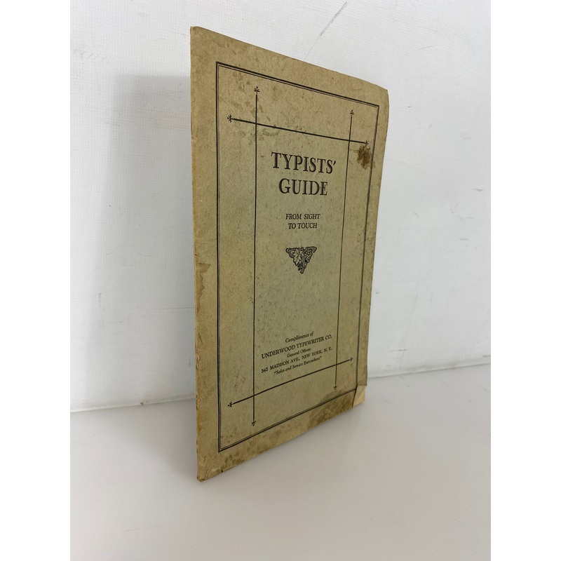 Typists’ Guide From Sight to Touch by Charles Smith 1929 Antique SC