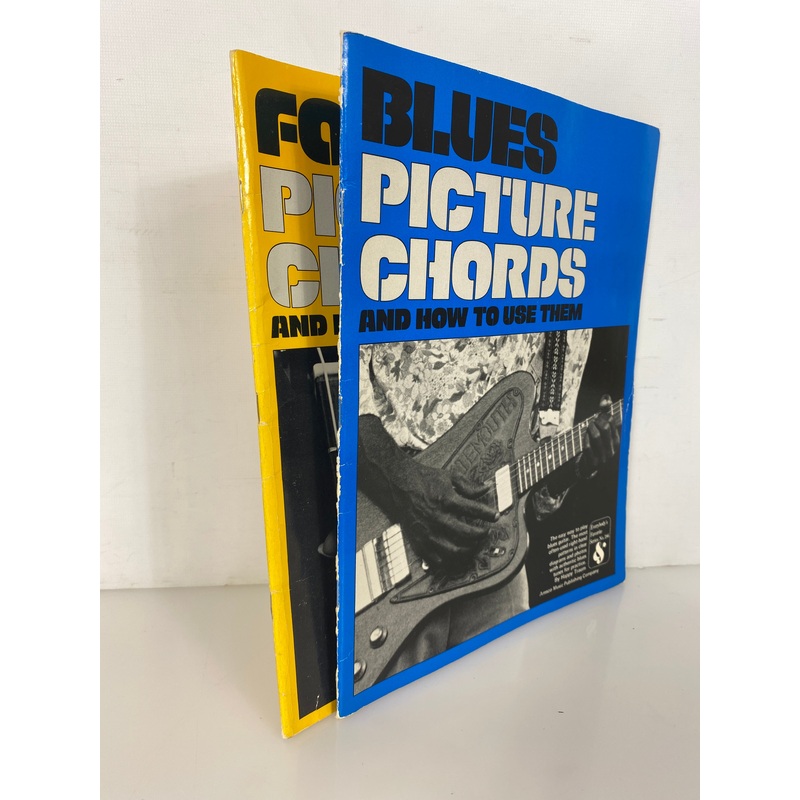 2 Vintage Guitar Books: Blues/Folk Picture Chords & How to Use Them 1978 SC