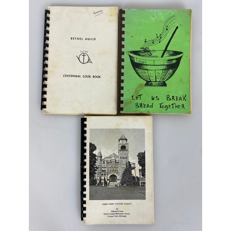 3 Spiral Church Fundraiser Cookbooks: Ishpeming & Crystal Falls MI/Barrington IL