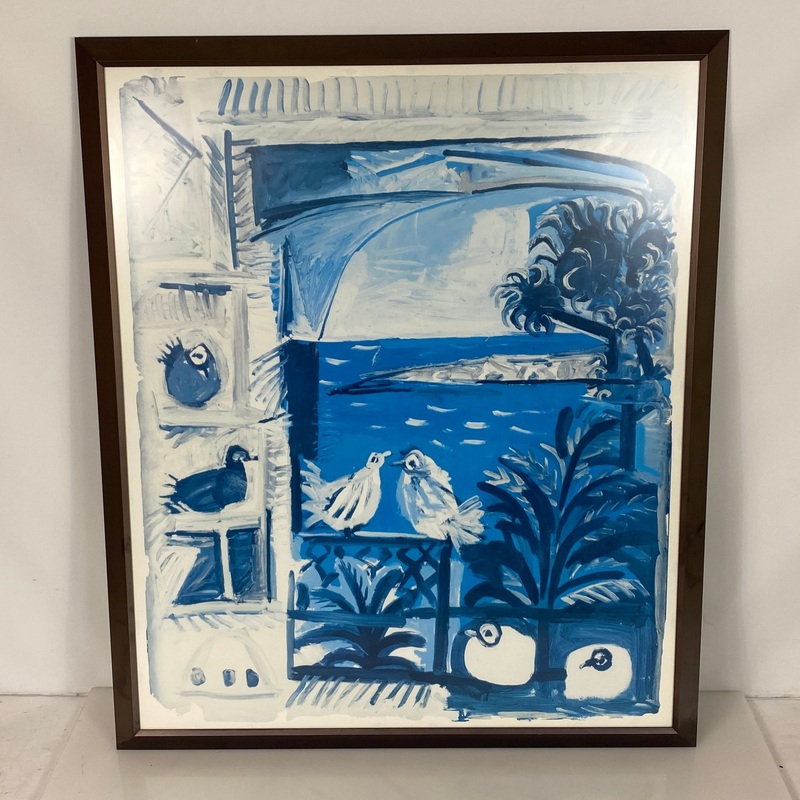Birds on Balcony Painting in Bronze Nielsen Frame