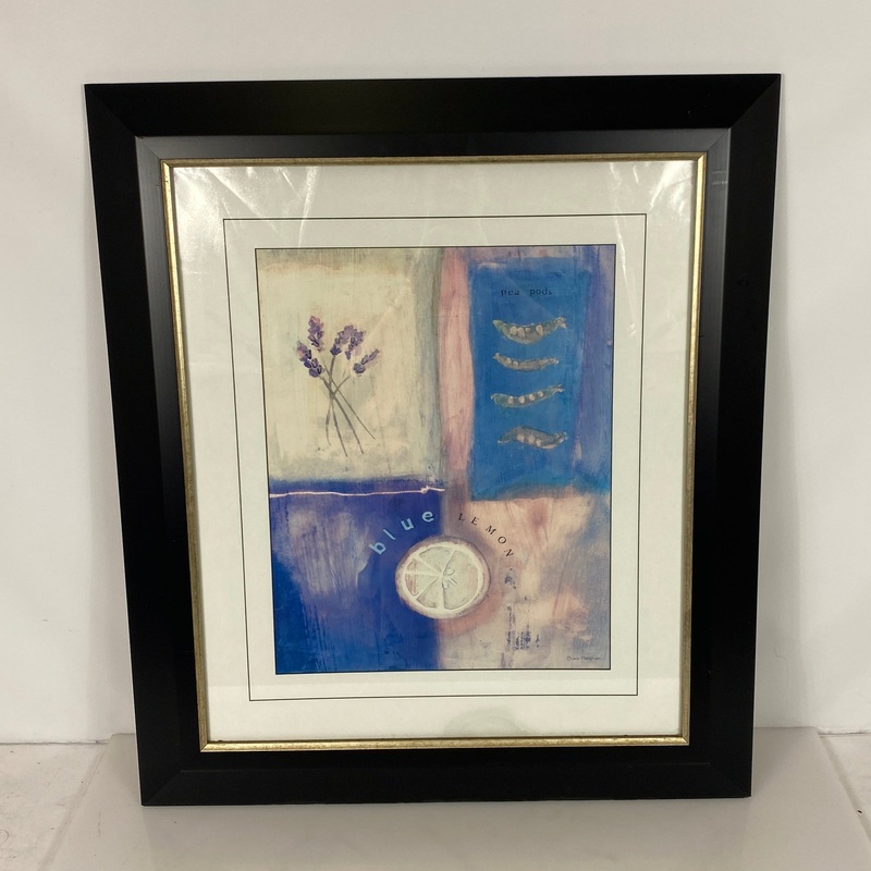 Blue Lemon By Emma Stanghorn Painting in Black Frame