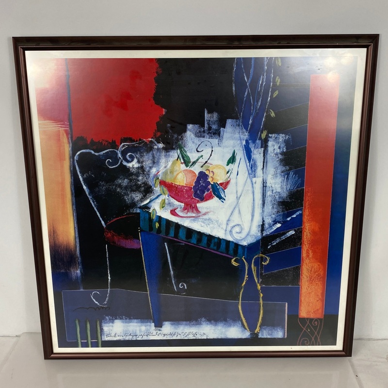 Fruit Bowl on Table Painting in Nielsen Black Frame