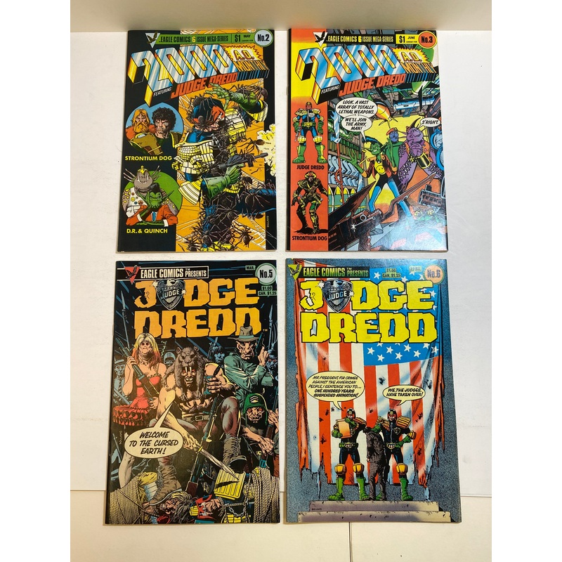 Lot of 4 2000AD Judge Dredd Eagle Comics 1984-1985