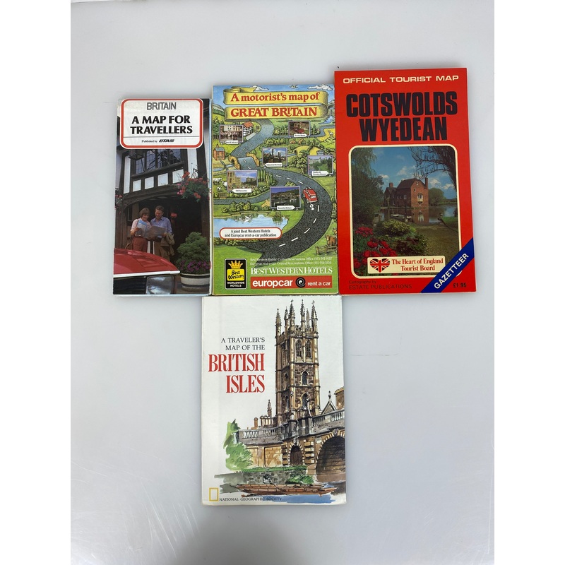 Lot of British Maps Motorist’s Map/Cotswolds/Wyedean/British Isles/Travellers