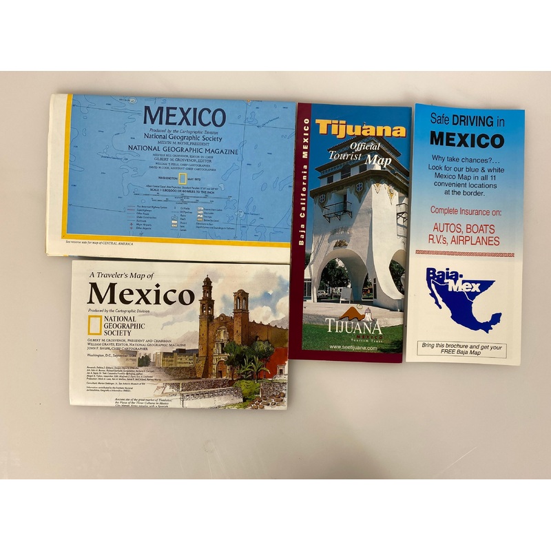 Lot of Mexico Maps/Ephemera incl Tijuana Tourist Map/National Geographic