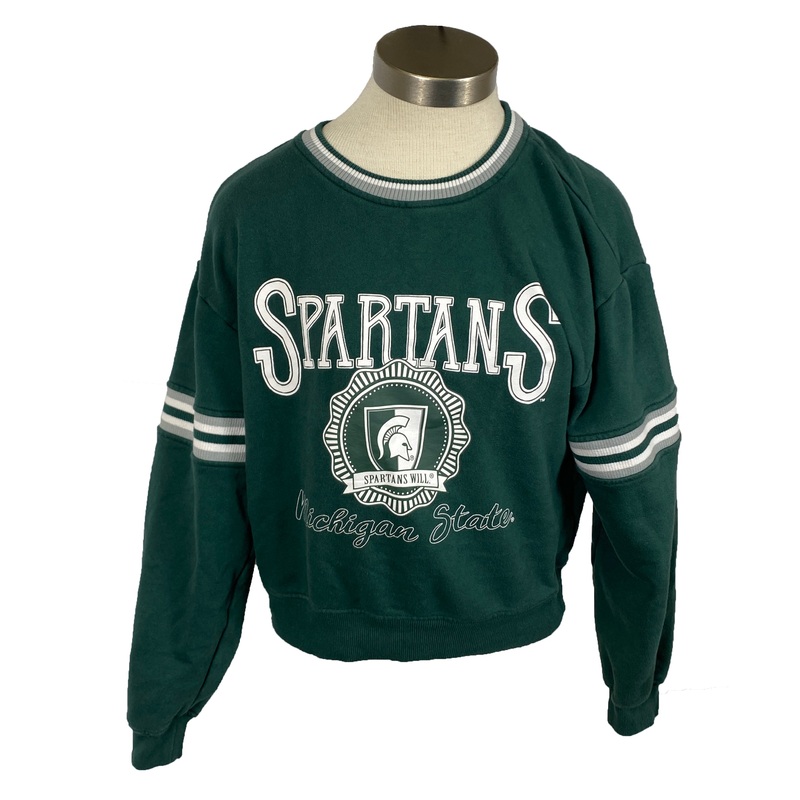 Michigan State University Green Cropped Crewneck Sweatshirt Women’s Size S