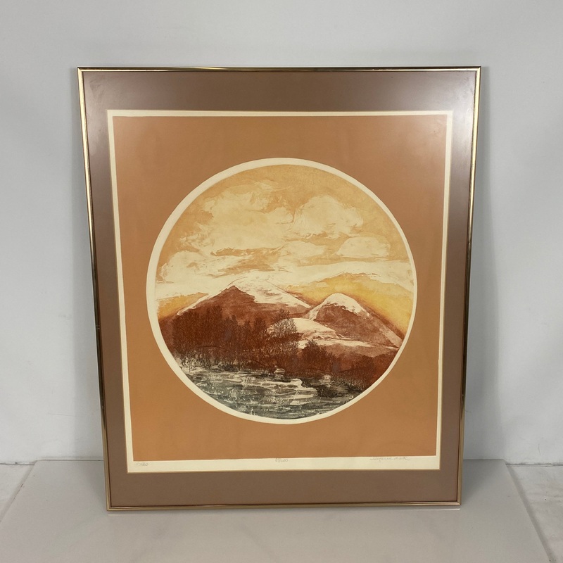 Mountains and Sky Painting in Gold Frame