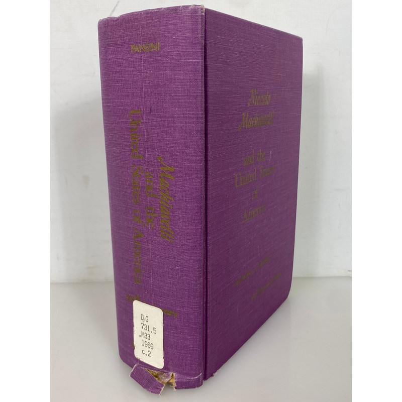 Niccolo Machiavelli and the USA by Anthony Pansini 1969 Ex-Library HC