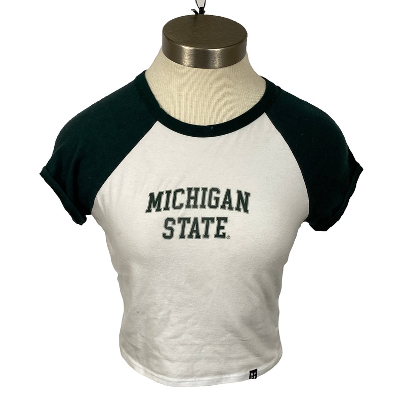 Hype and Vice White and Green MSU Crop Top Women’s Size M